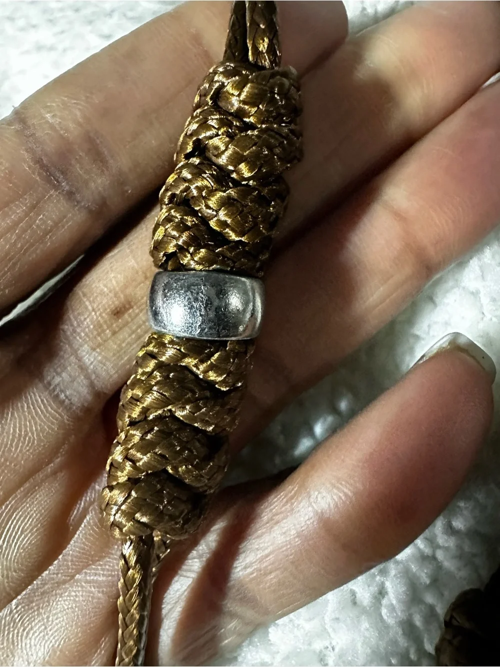 Hand-Braided Wooden Bead Cord Necklace - Brown